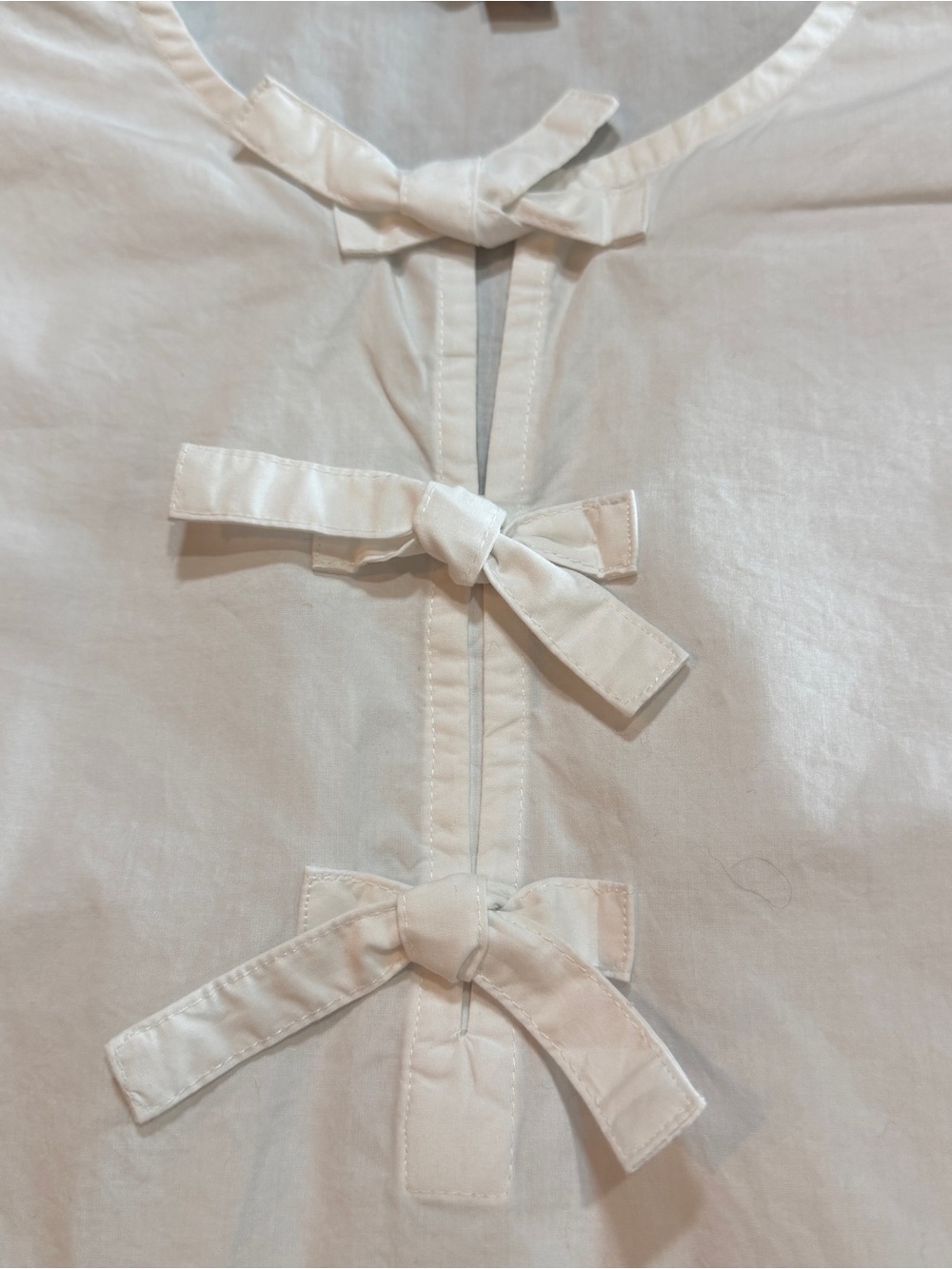 LOFT Petites XXSP White Bow Front Puff Sleeve Blouse - Picture 6 of 8